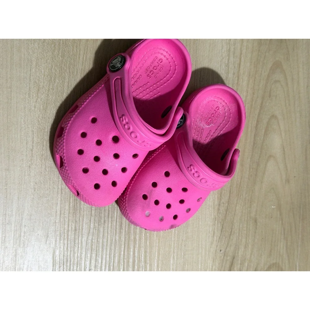 Crocs Classic Clog Pink 7 Toddler Girls Lightweight Breathable Slip On